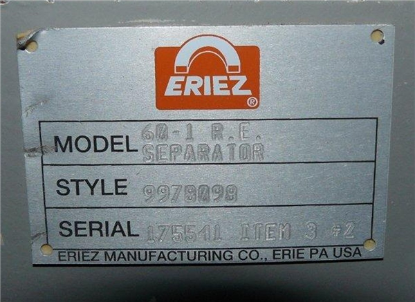 Eriez Rare Earth Roll Model Re-60-1 Single Roll Magnetic Separator)